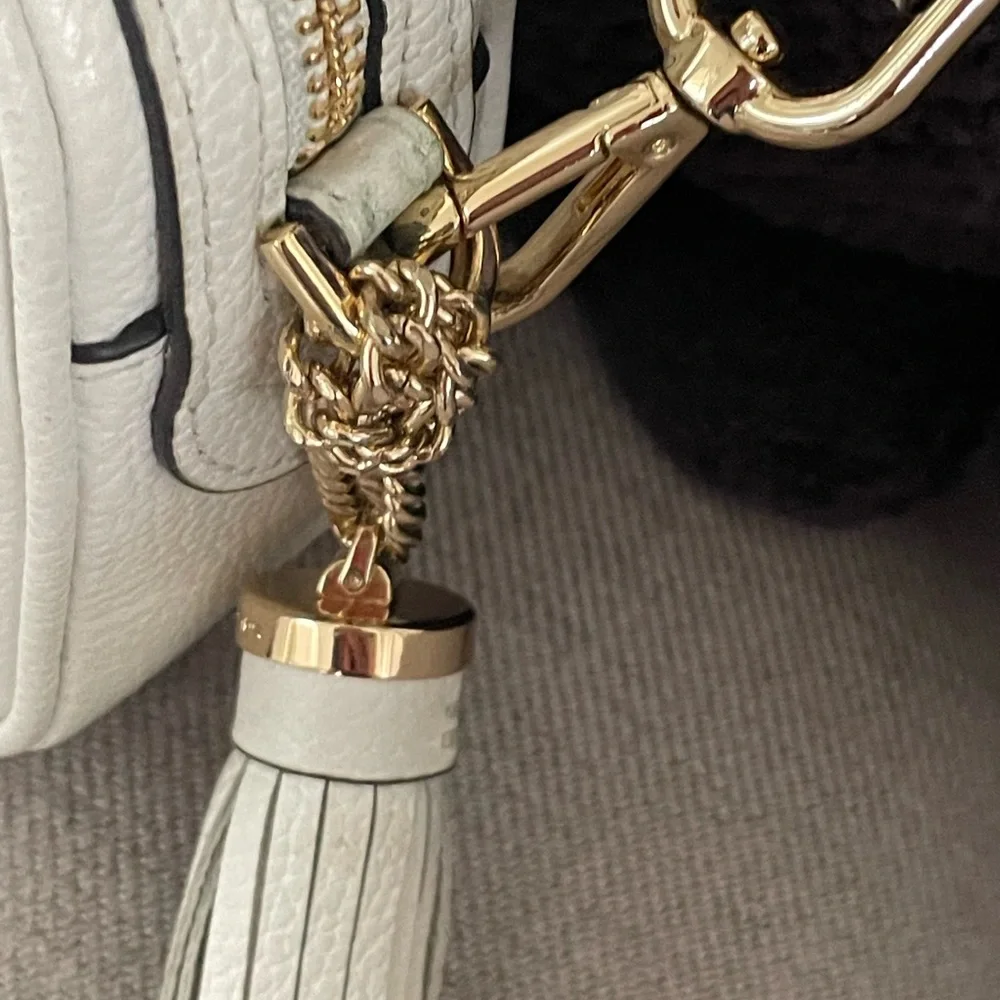 Michael Kors White Pebbled Leather Crossbody with Tassel